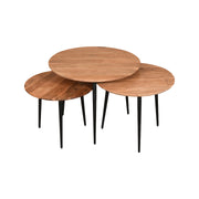 GHomeUK Wooden and Black Metal Leg Modern Coffee Tables Set of 3 - AHAR